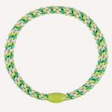 Slim Hair Tie - Grass Green and Green Glitter Stripe