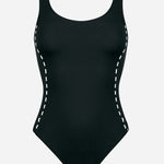 Marine Mindset Round Neck Swimsuit - Black and White - Simply Beach UK
