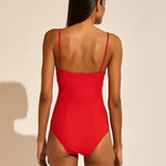 The Bloom Zipped Bandeau Swimsuit - Radiant Red - Simply Beach UK