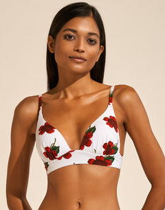 The Bloom Bralette Bikini Top - White Red - Simply Beach UK