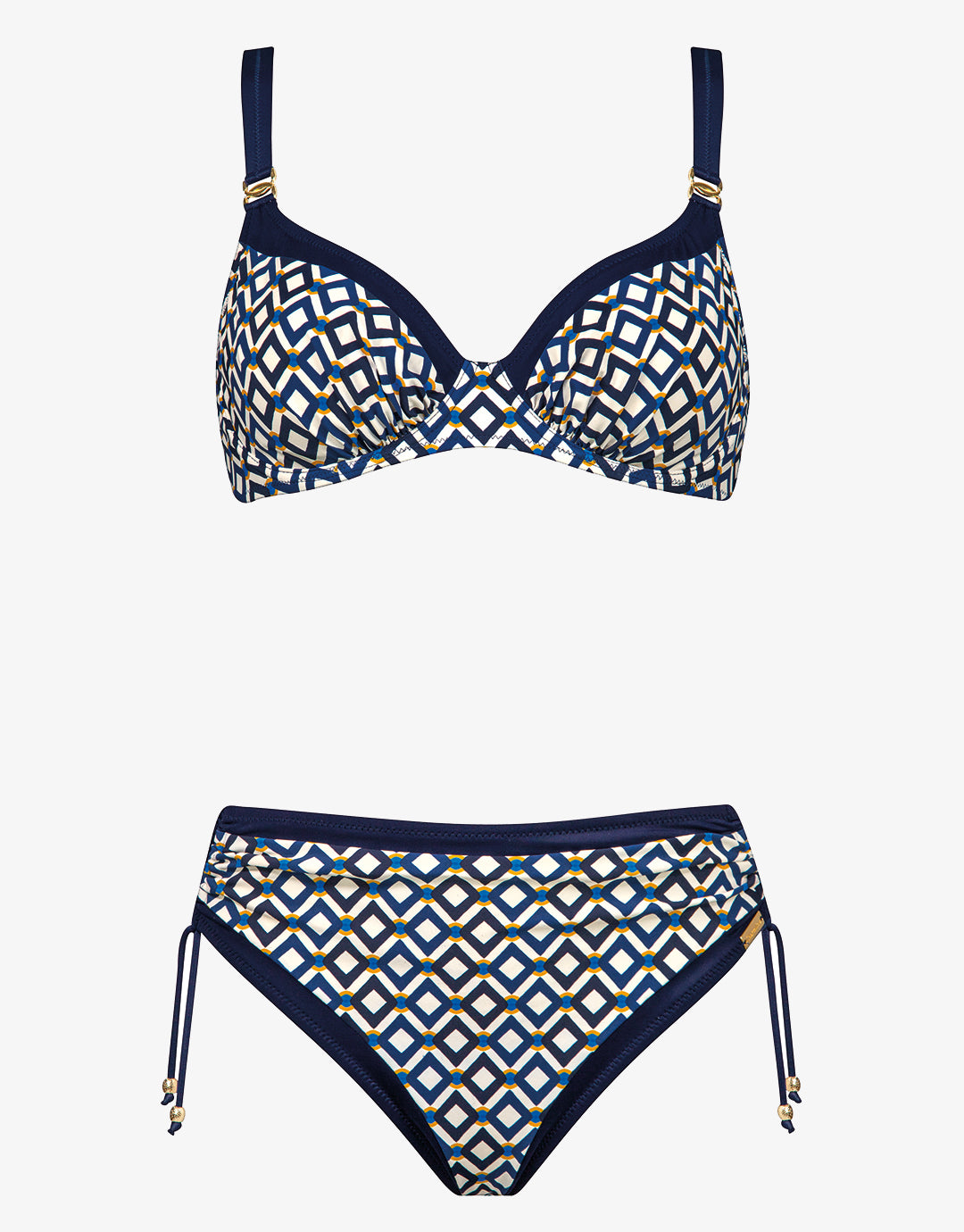 Seaside Dining Underwired Bikini Set - Navy Cream - Simply Beach UK