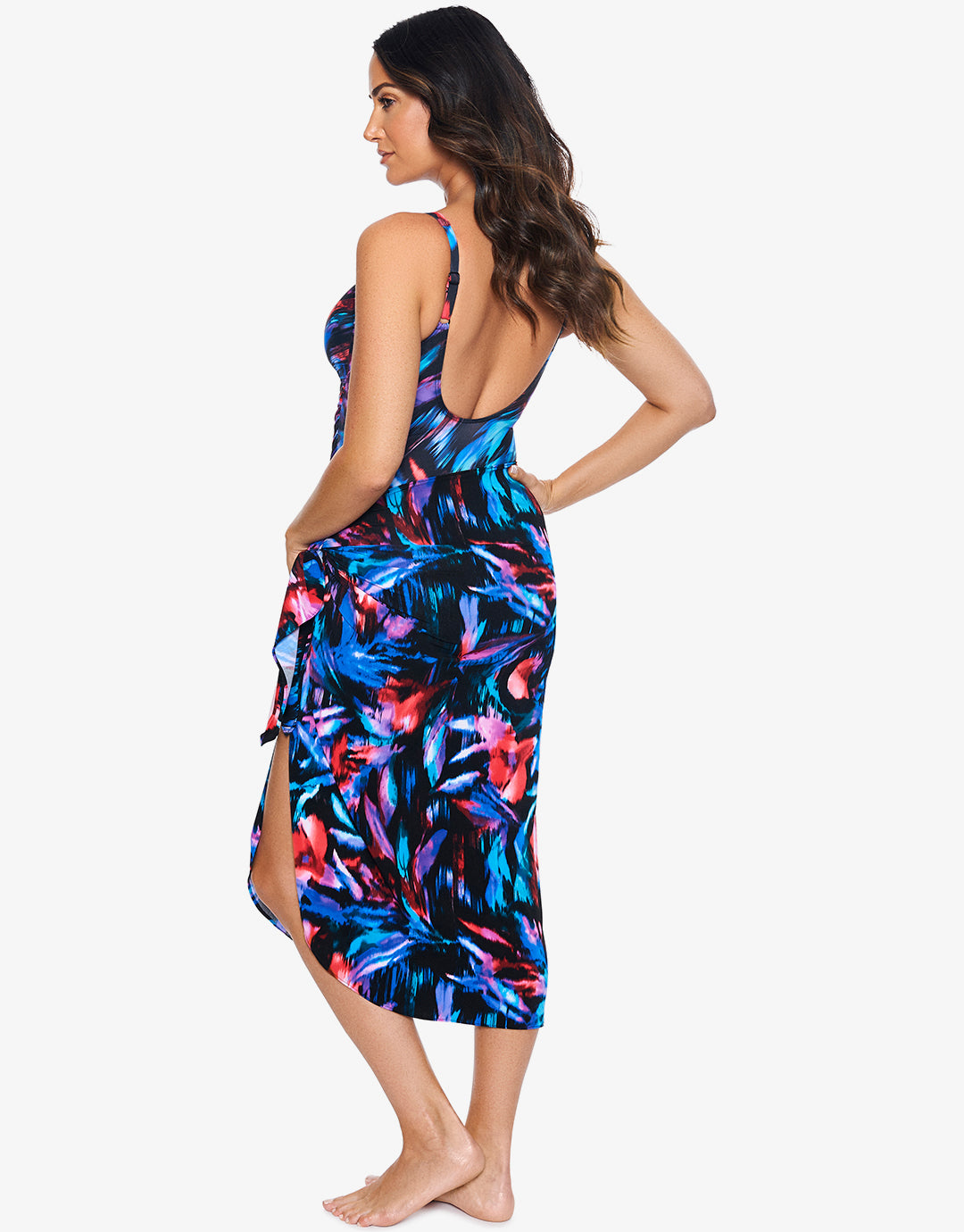 Fuego Flora Sarong - Black Multi - Simply Beach UK