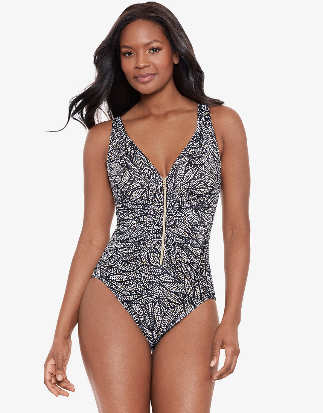 Shore Leave Zipt Swimsuit - Black and White - Simply Beach UK