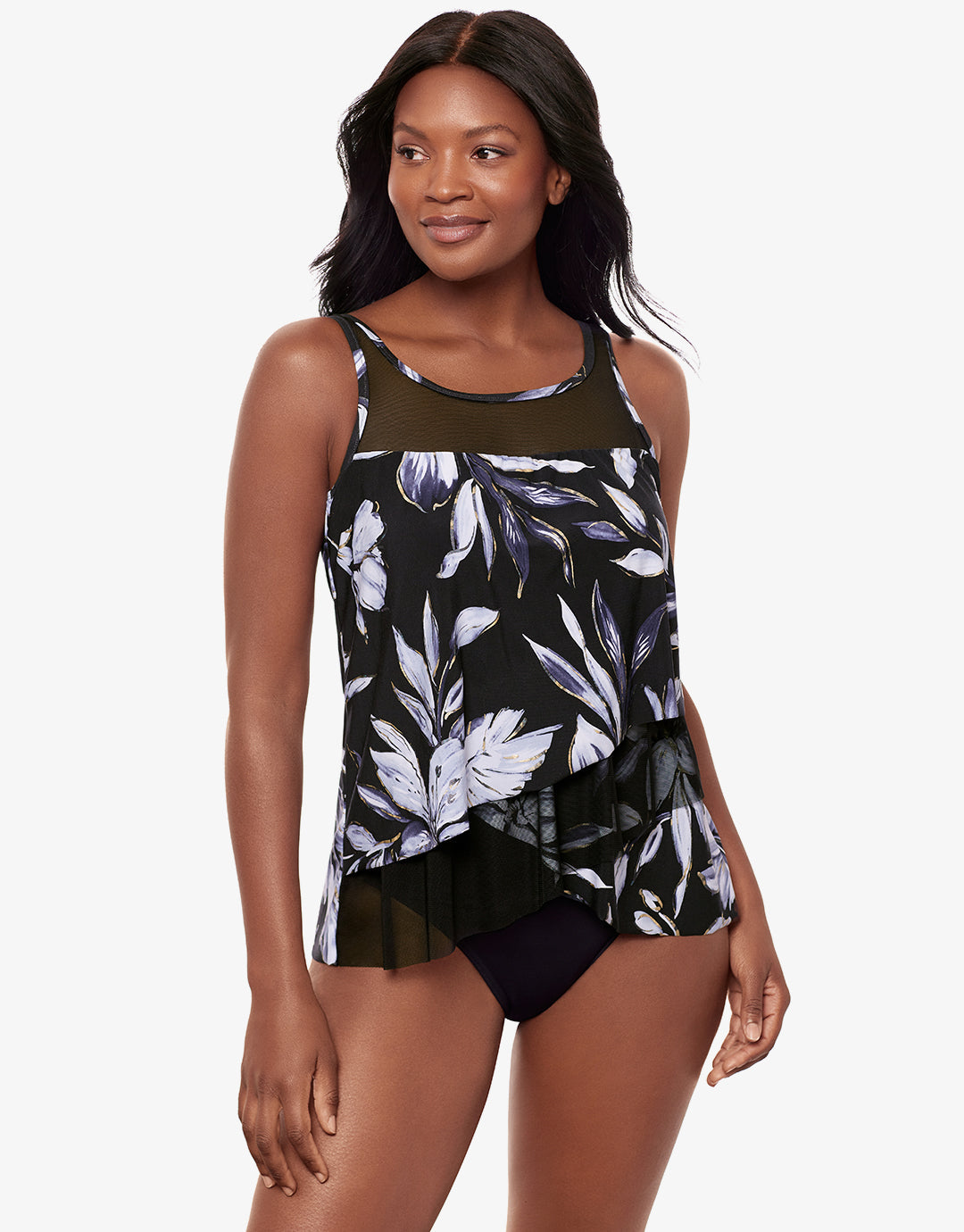 Fiore Di Luna Mirage Tankini Top - Black White - Simply Beach UK