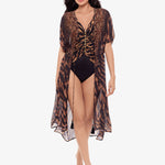 Raya De Safari Beaded Kimono - Black Brown - Simply Beach UK