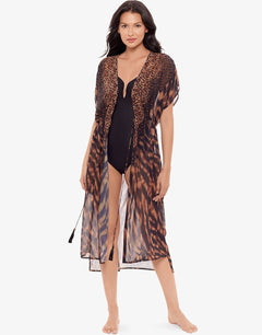 Raya De Safari Beaded Kimono - Black Brown - Simply Beach UK