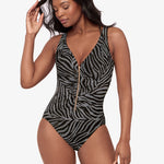 Zirconic Zipt Swimsuit - Black and White - Simply Beach UK
