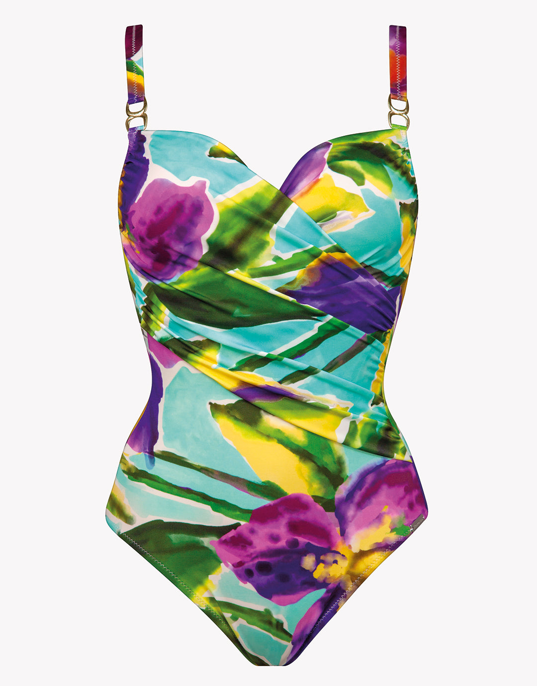 Summer Aquarelle Moulded Underwired Swimsuit - Aqua Iris - Simply Beach UK