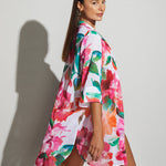 Dahlia Mini Beach Shirt - Pink Floral - Simply Beach UK
