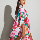 Dahlia Mini Beach Shirt - Pink Floral - Simply Beach UK