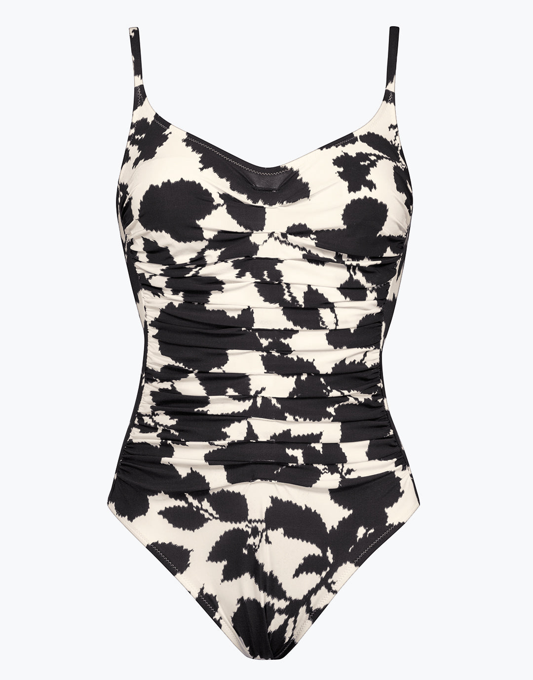 Florascape Ruched Underwired Swimsuit - Cream Black - Simply Beach UK