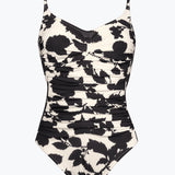 Florascape Ruched Underwired Swimsuit - Cream Black - Simply Beach UK