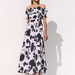 Florascape Ruffle Top Dress - Cream Black - Simply Beach UK