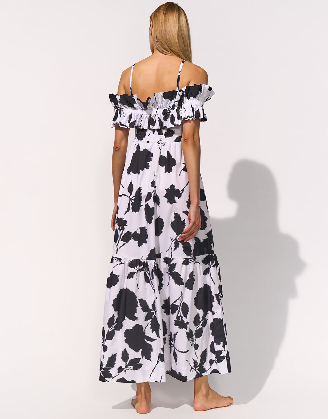 Florascape Ruffle Top Dress - Cream Black - Simply Beach UK