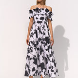 Florascape Ruffle Top Dress - Cream Black - Simply Beach UK