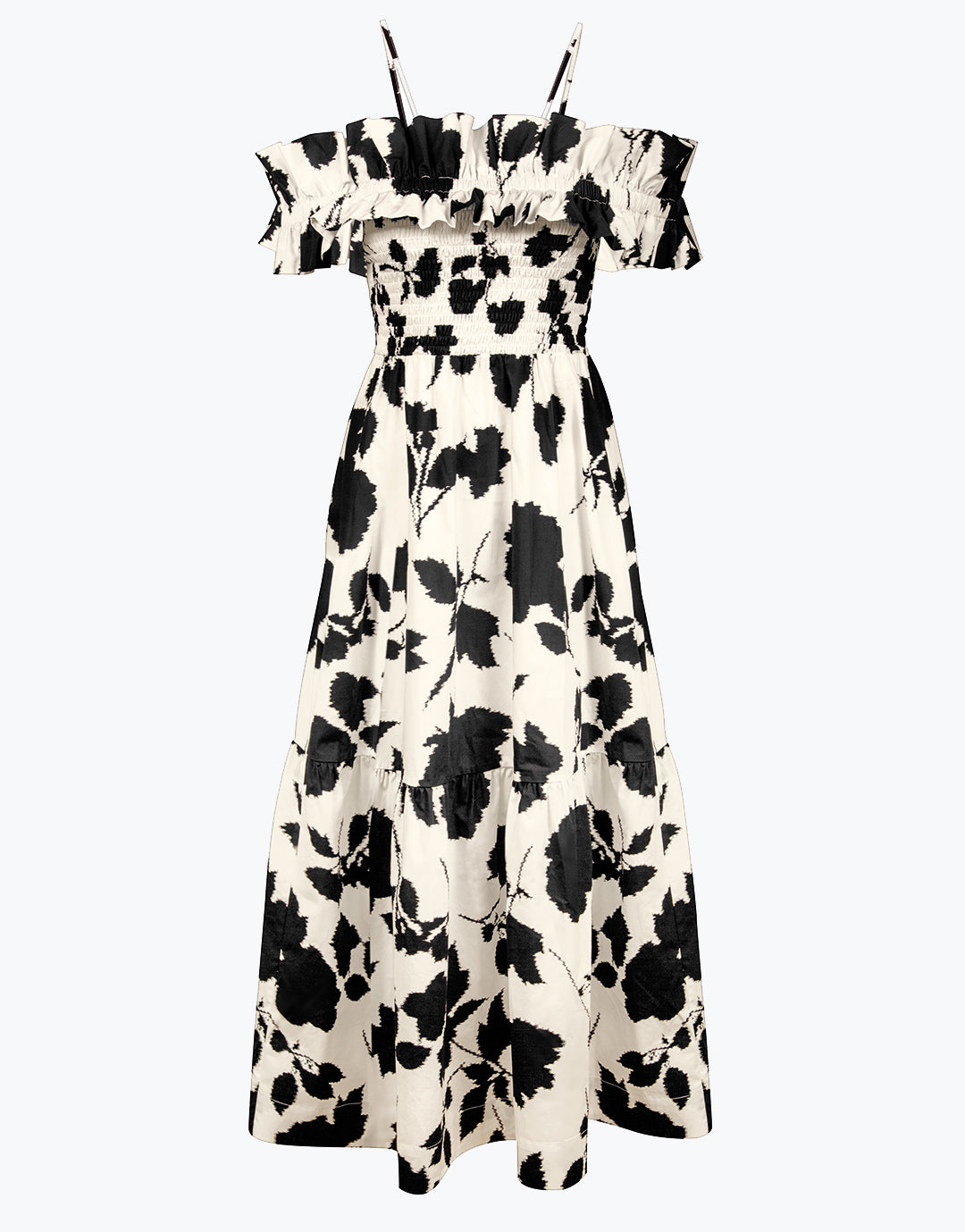 Florascape Ruffle Top Dress - Cream Black - Simply Beach UK