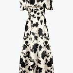 Florascape Ruffle Top Dress - Cream Black - Simply Beach UK