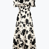 Florascape Ruffle Top Dress - Cream Black - Simply Beach UK