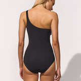 Corallum Embellished Asymmetric Swimsuit - Black