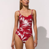 Palmaria Ruched Underwired Swimsuit - Creme Rouge - Simply Beach UK
