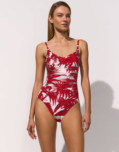 Palmaria Ruched Underwired Swimsuit - Creme Rouge - Simply Beach UK