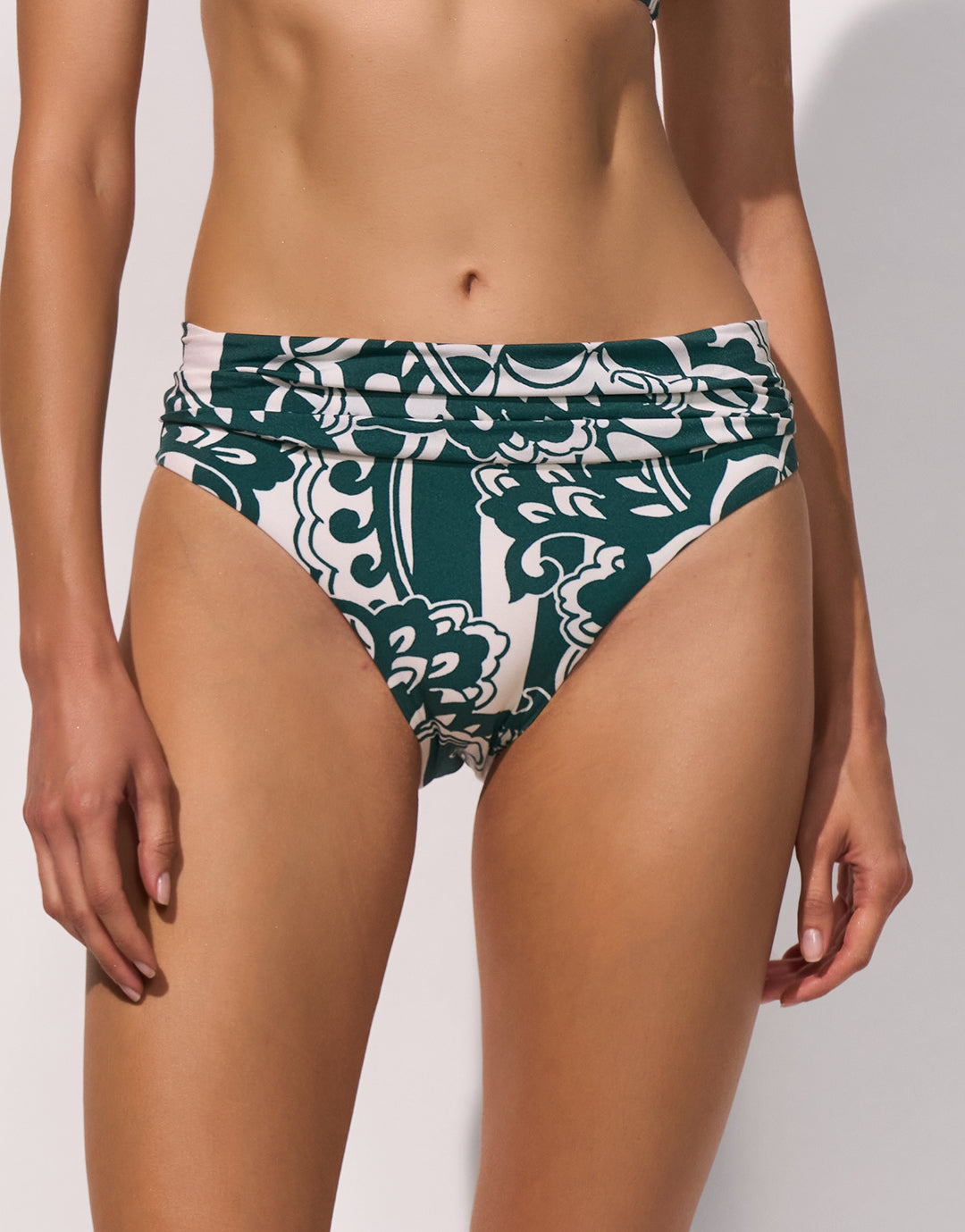 Maryan Mehlhorn Halcyon High Leg Bikini Pant - Cream Teal - Simply Beach UK