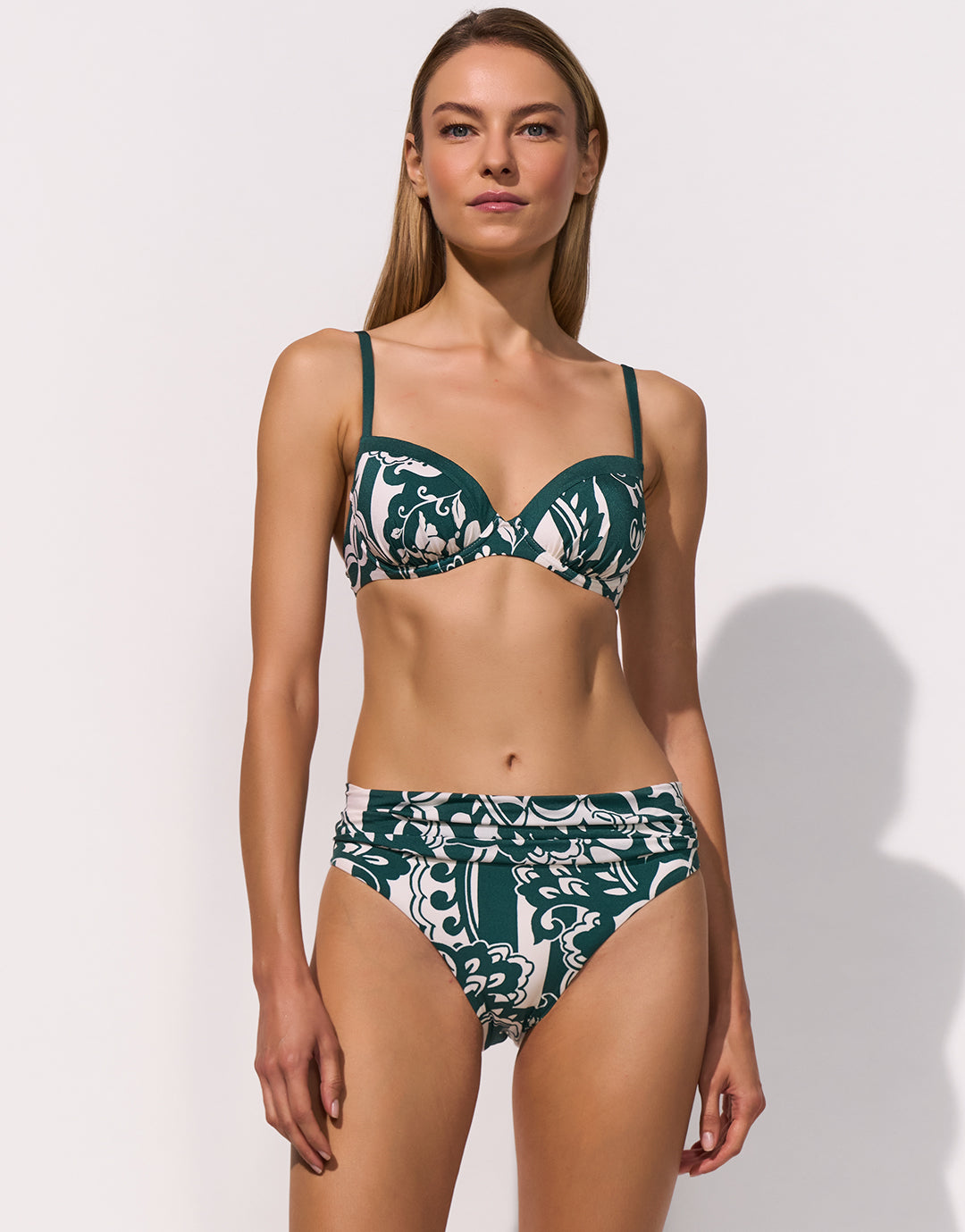 Maryan Mehlhorn Halcyon High Leg Bikini Pant - Cream Teal - Simply Beach UK