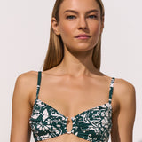 Maryan Mehlhorn Halcyon Underwired Bikini Top - Cream Teal - Simply Beach UK