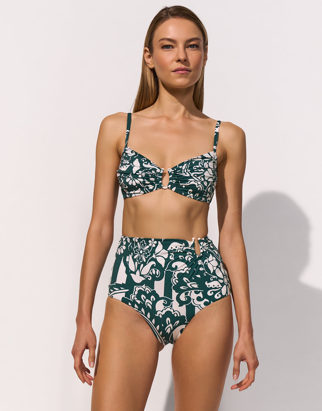 Maryan Mehlhorn Halcyon Underwired Bikini Top - Cream Teal - Simply Beach UK