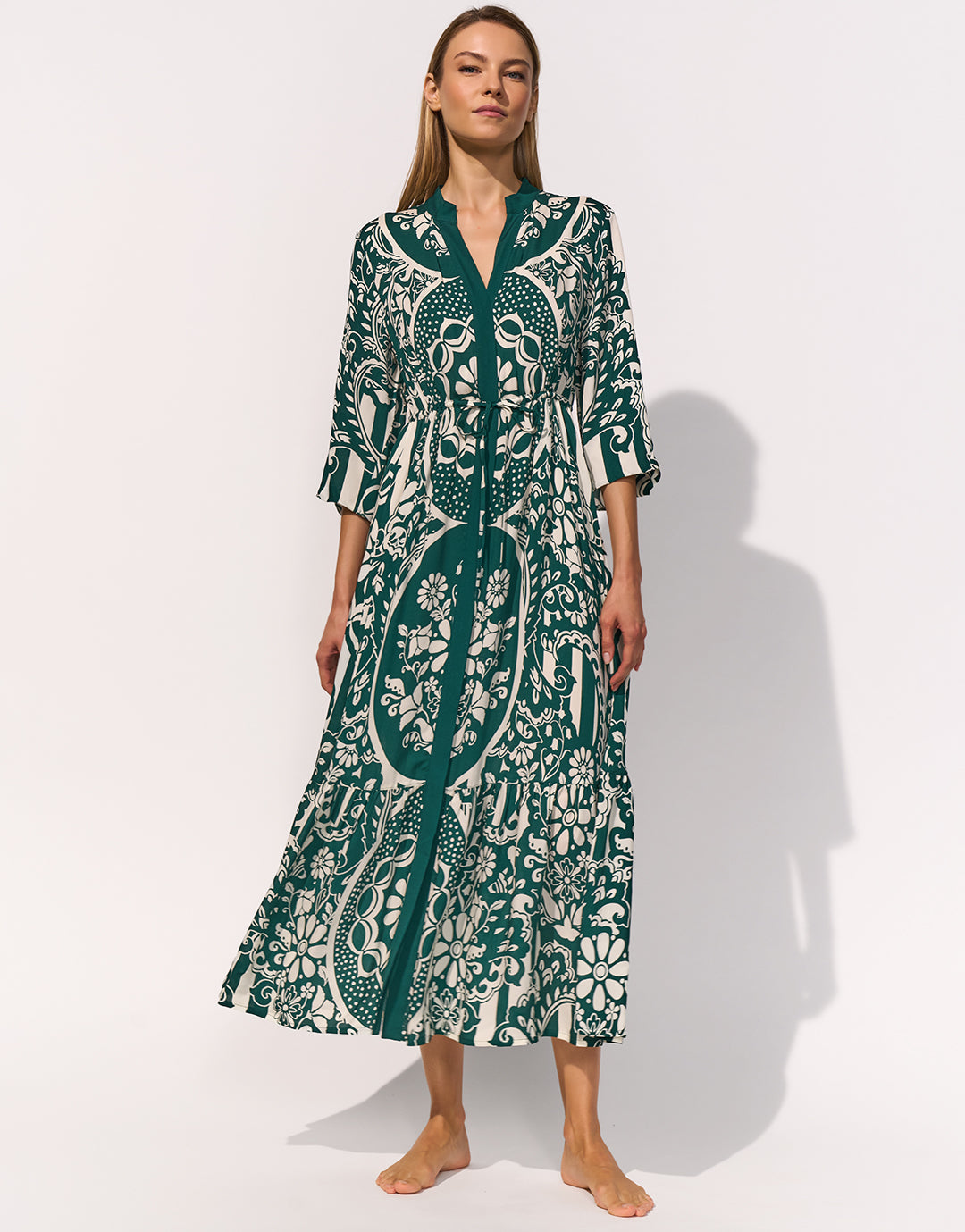 Halcyon Dress - Cream Teal