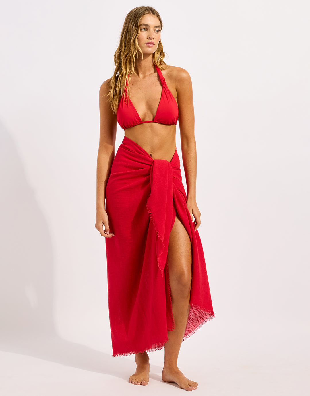 Textured Cotton Beach Wrap - Cosmo Red - Simply Beach UK