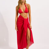Textured Cotton Beach Wrap - Cosmo Red - Simply Beach UK