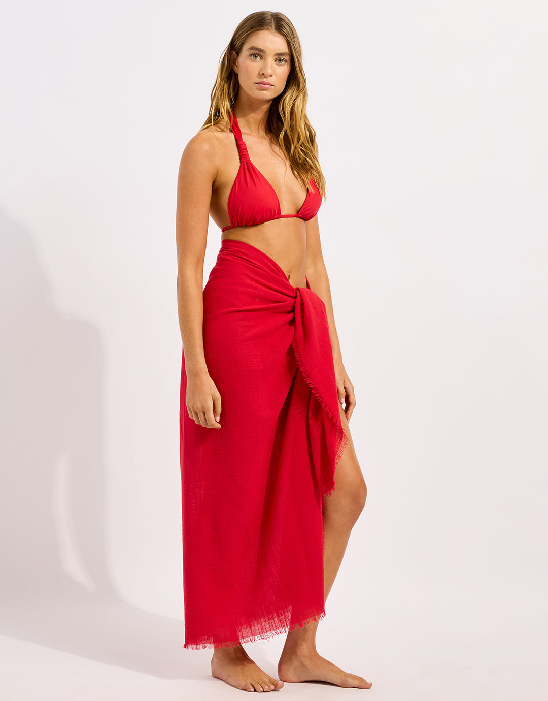 Textured Cotton Beach Wrap - Cosmo Red - Simply Beach UK