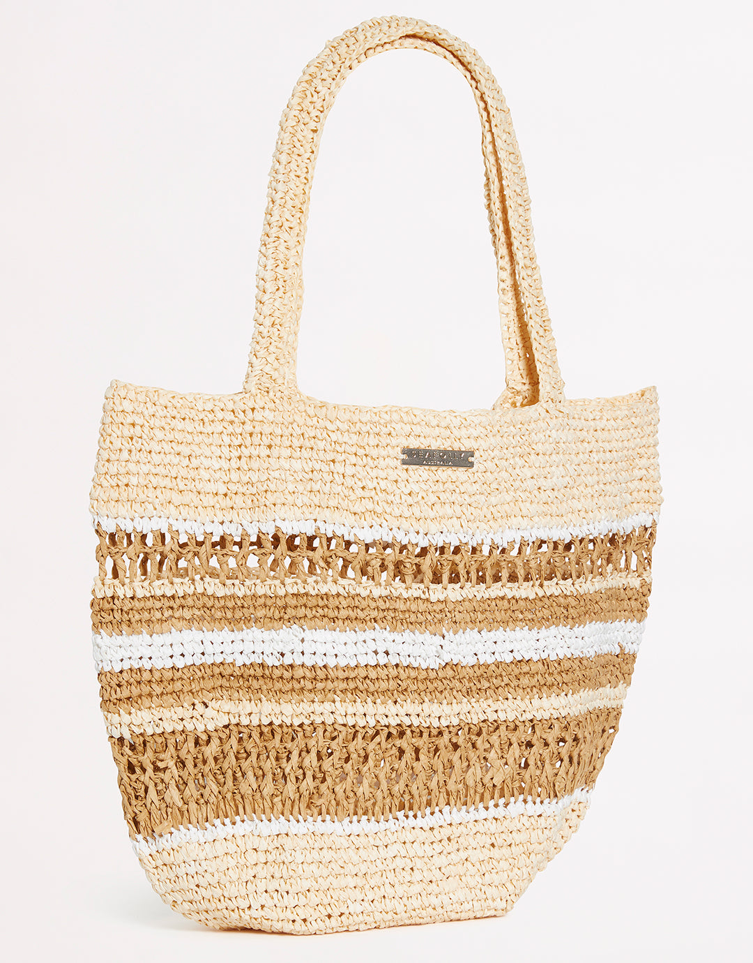 Woven Stripe Basket - Natural - Simply Beach UK