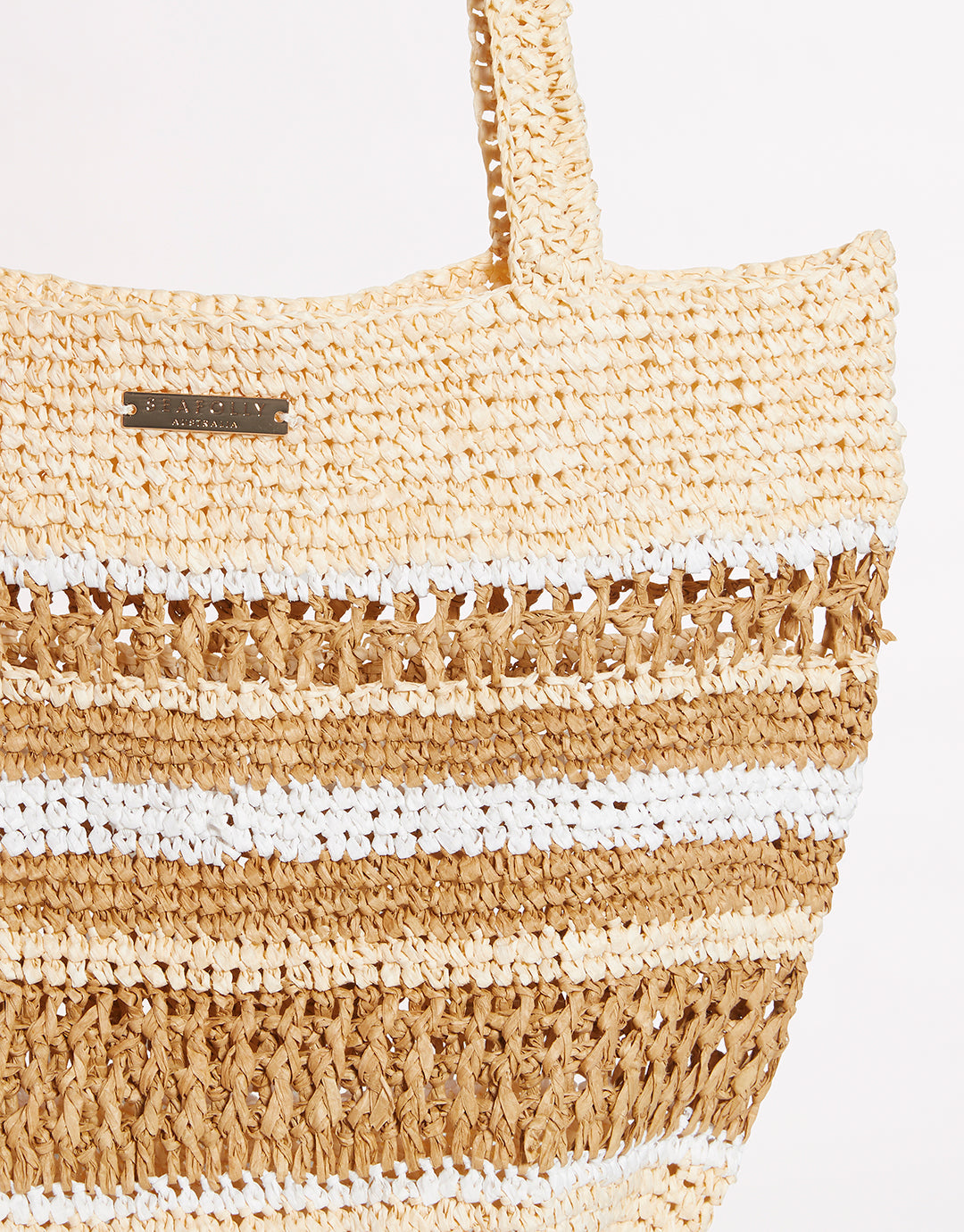 Woven Stripe Basket - Natural - Simply Beach UK