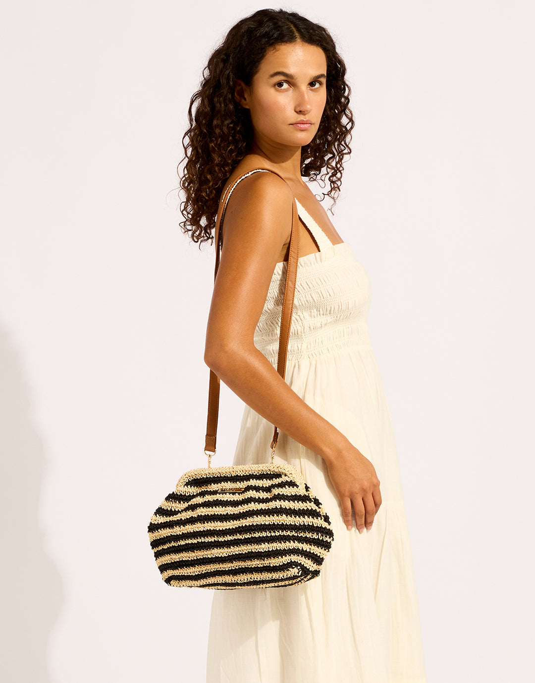 Raffia Stripe Pouch Bag - Simply Beach UK