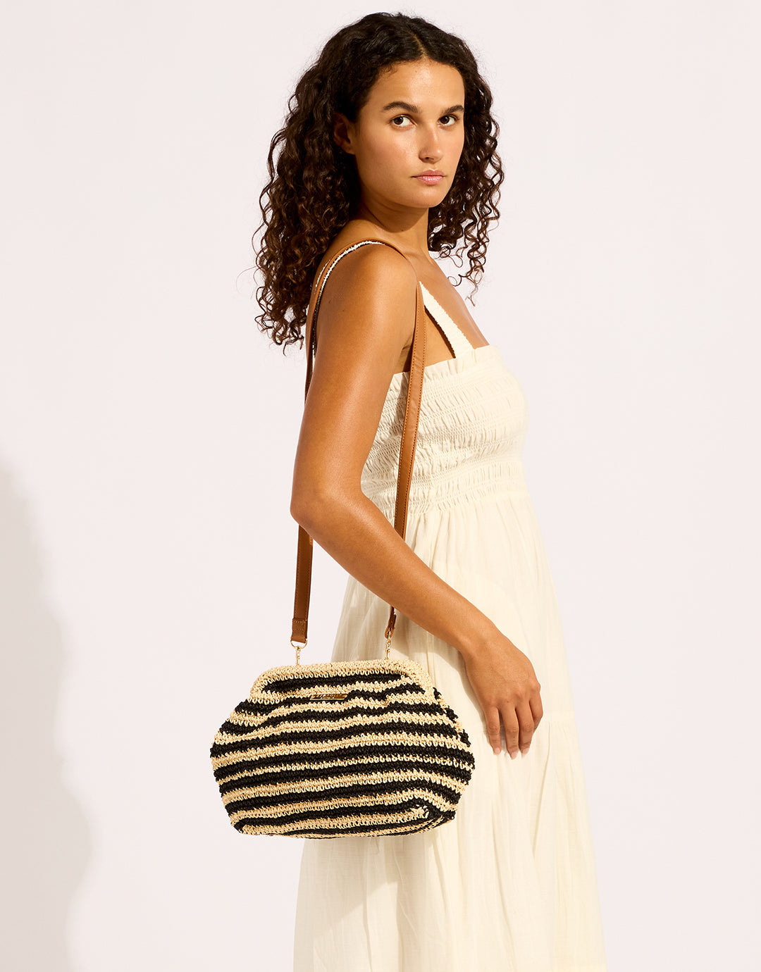 Raffia Stripe Pouch Bag - Simply Beach UK