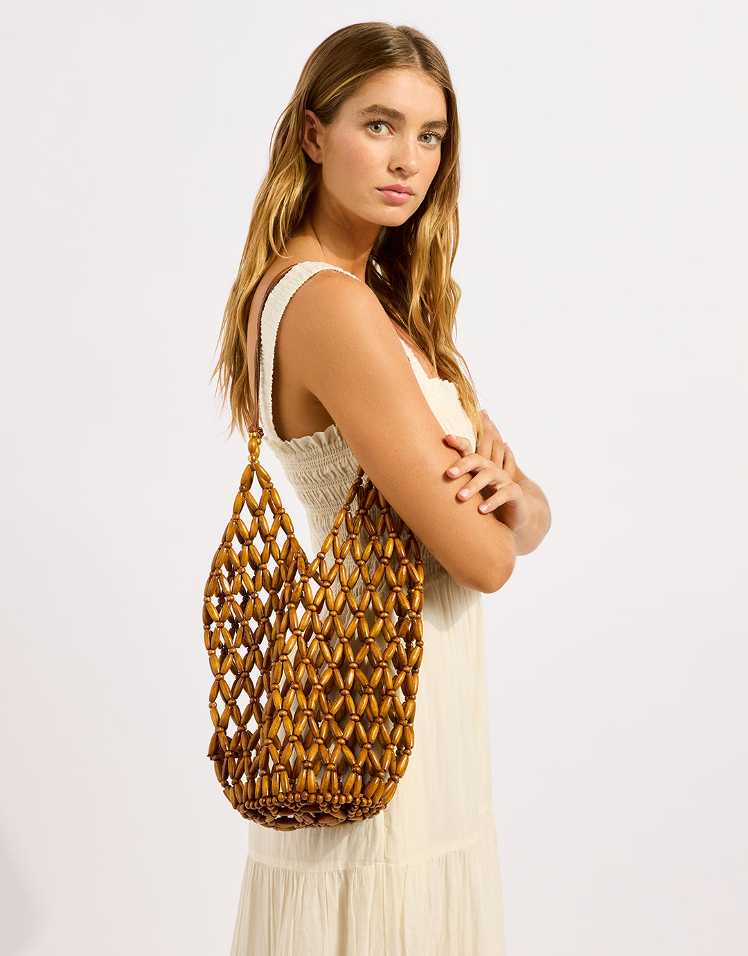 Beaded Tote Bag - Brown - Simply Beach UK