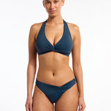 Jetset Smooth Twist Front Hipster Bikini Pant - Midnight Teal
