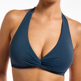 Jetset Smooth Twist Front Halter Bikini Top - Midnight Teal