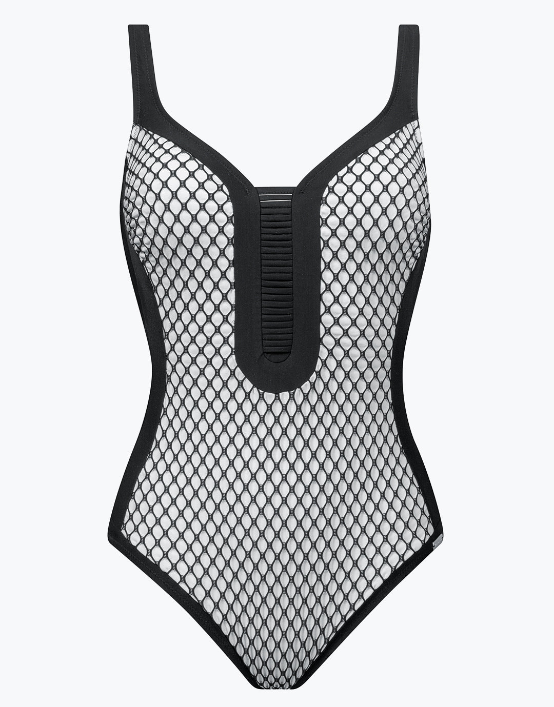 Textural Dimension Moulded Swimsuit - Black and White - Simply Beach UK