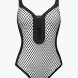 Textural Dimension Moulded Swimsuit - Black and White - Simply Beach UK