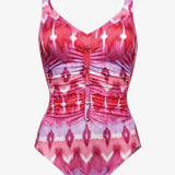 Ikat Energy Gathered Front Swimsuit - Pinkwave - Simply Beach UK