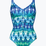 Ikat Energy Gathered Front Swimsuit - Bluewave - Simply Beach UK