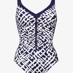 Modern Marina Moulded Swimsuit - White Navy - Simply Beach UK