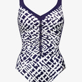 Modern Marina Moulded Swimsuit - White Navy - Simply Beach UK