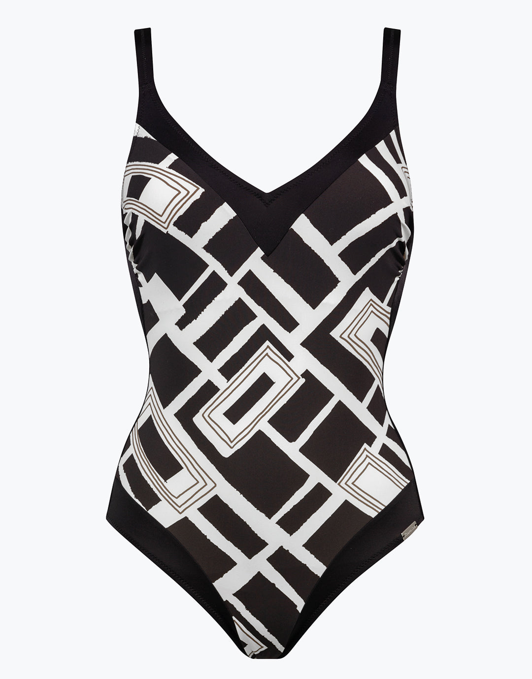 Charmline Graphic Frame Moulded Swimsuit - Black White - Simply Beach UK