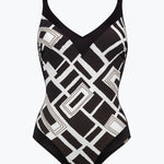 Charmline Graphic Frame Moulded Swimsuit - Black White - Simply Beach UK