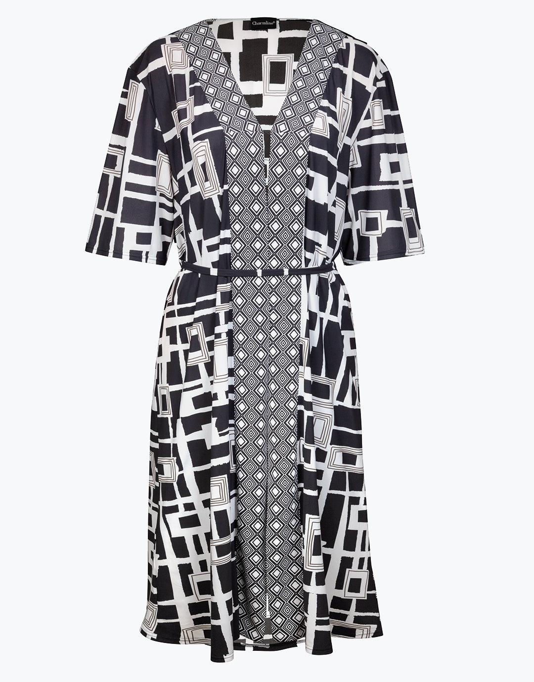 Charmline Graphic Frame Kaftan - Black White - Simply Beach UK