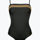 Charmline Golden Code Bandeau Swimsuit - Black Gold - Simply Beach UK